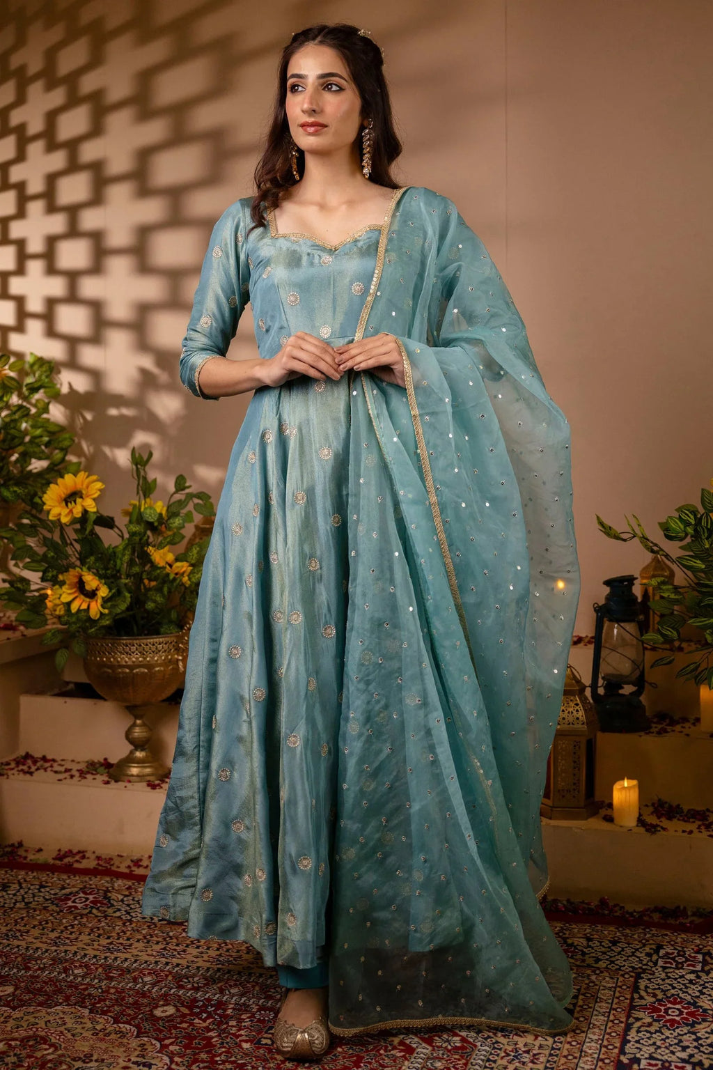 Elegant Sky Blue Anarkali Suit Set – Perfect for Weddings & Special Occasions