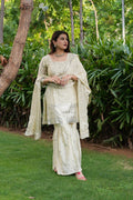Diksha Pawar Beautiful Cream Colour Embroidery Sequence Work Sharara Suit