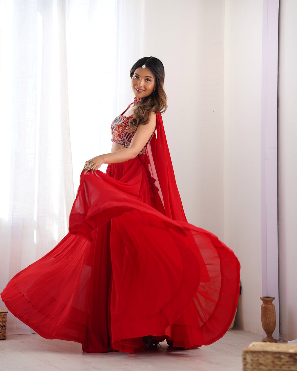 Red Color Pure Soft Georgette Lehenga Choli