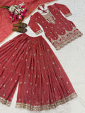 Designer Sharara Plazzo - Red