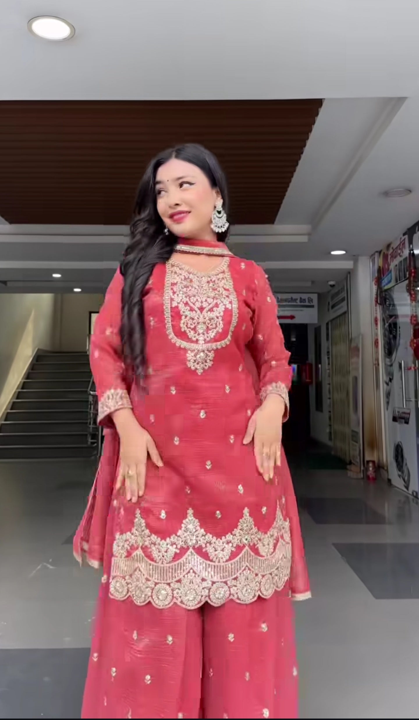 Designer Sharara Plazzo - Red