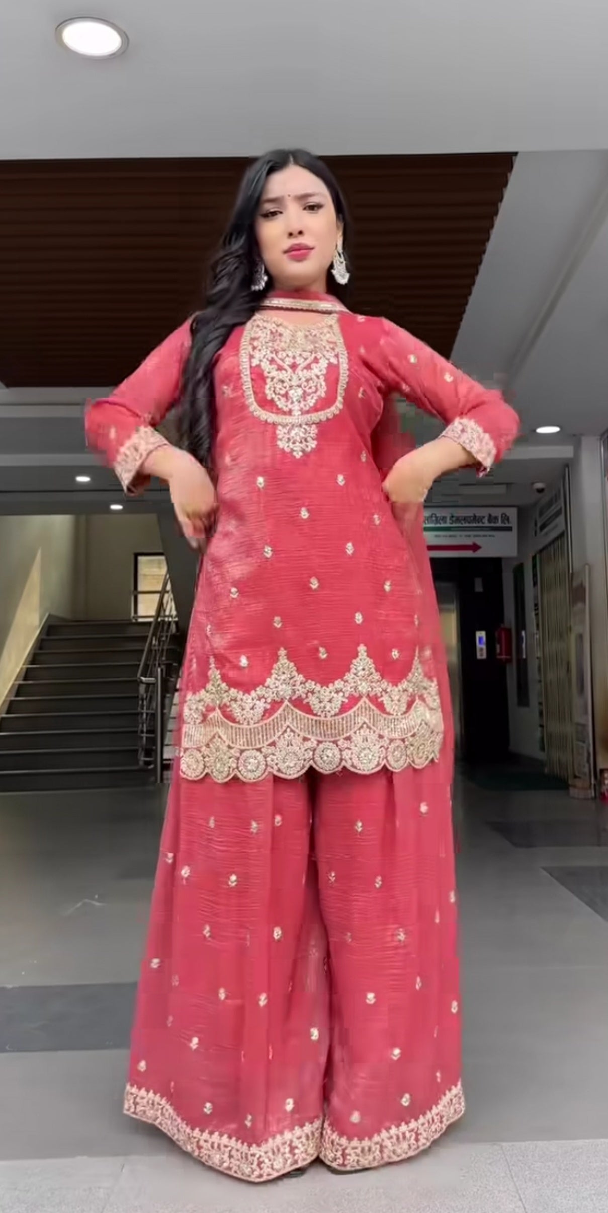 Designer Sharara Plazzo - Red