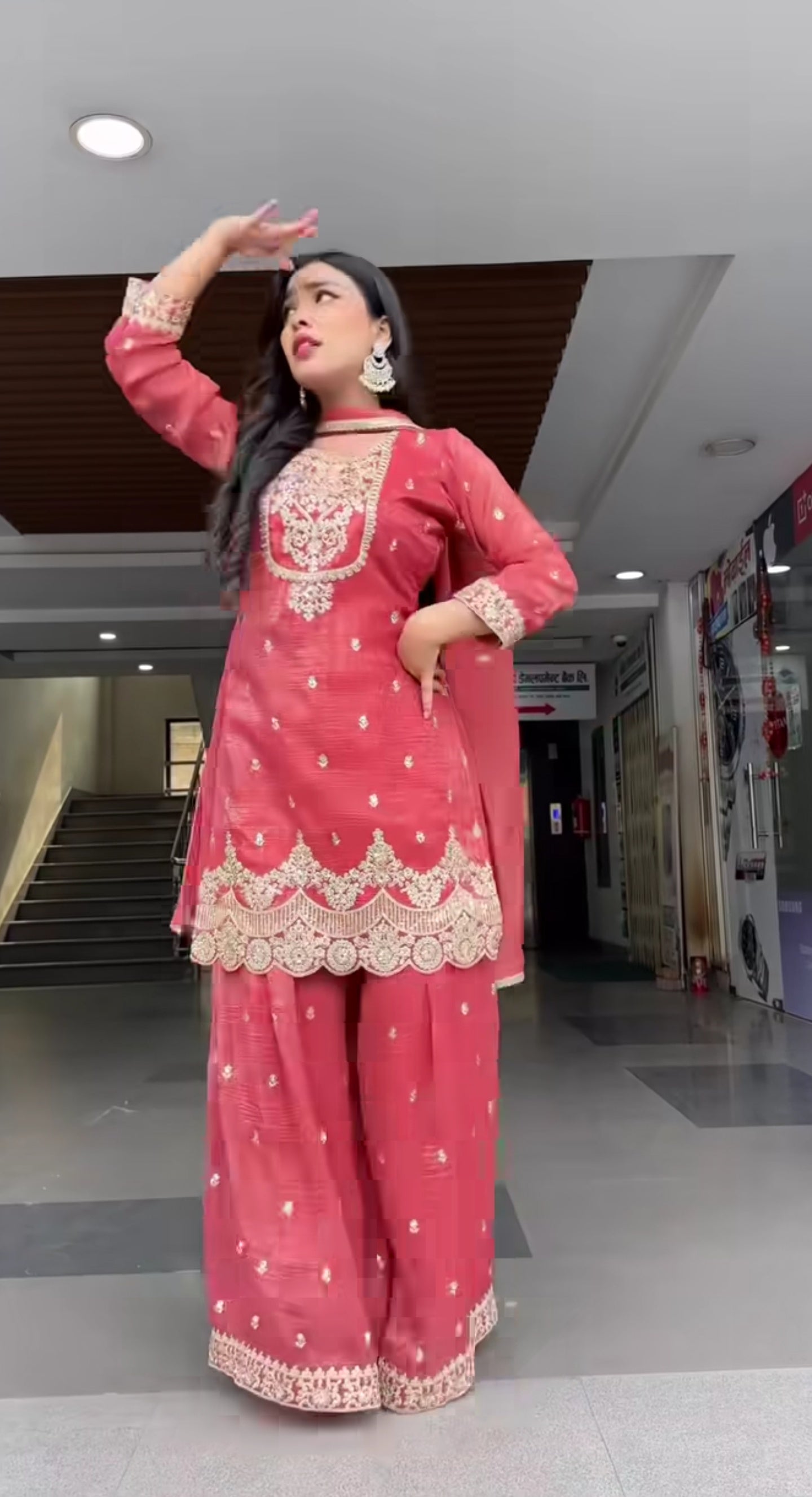 Designer Sharara Plazzo - Red