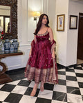 Alveera Premium Quality Maroon Anarkali Suit Set