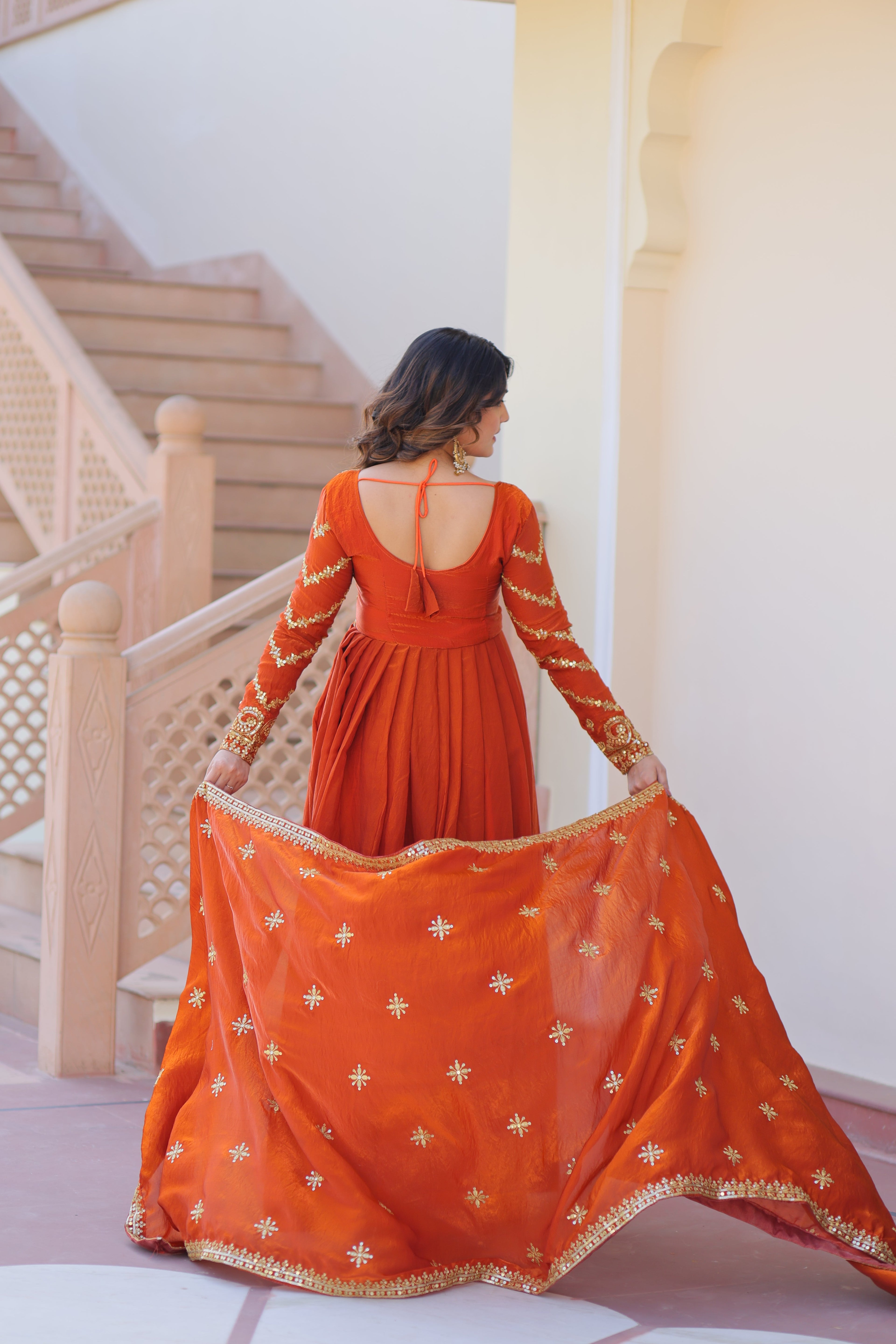 Fenta Color Fendi Embroidered Gown