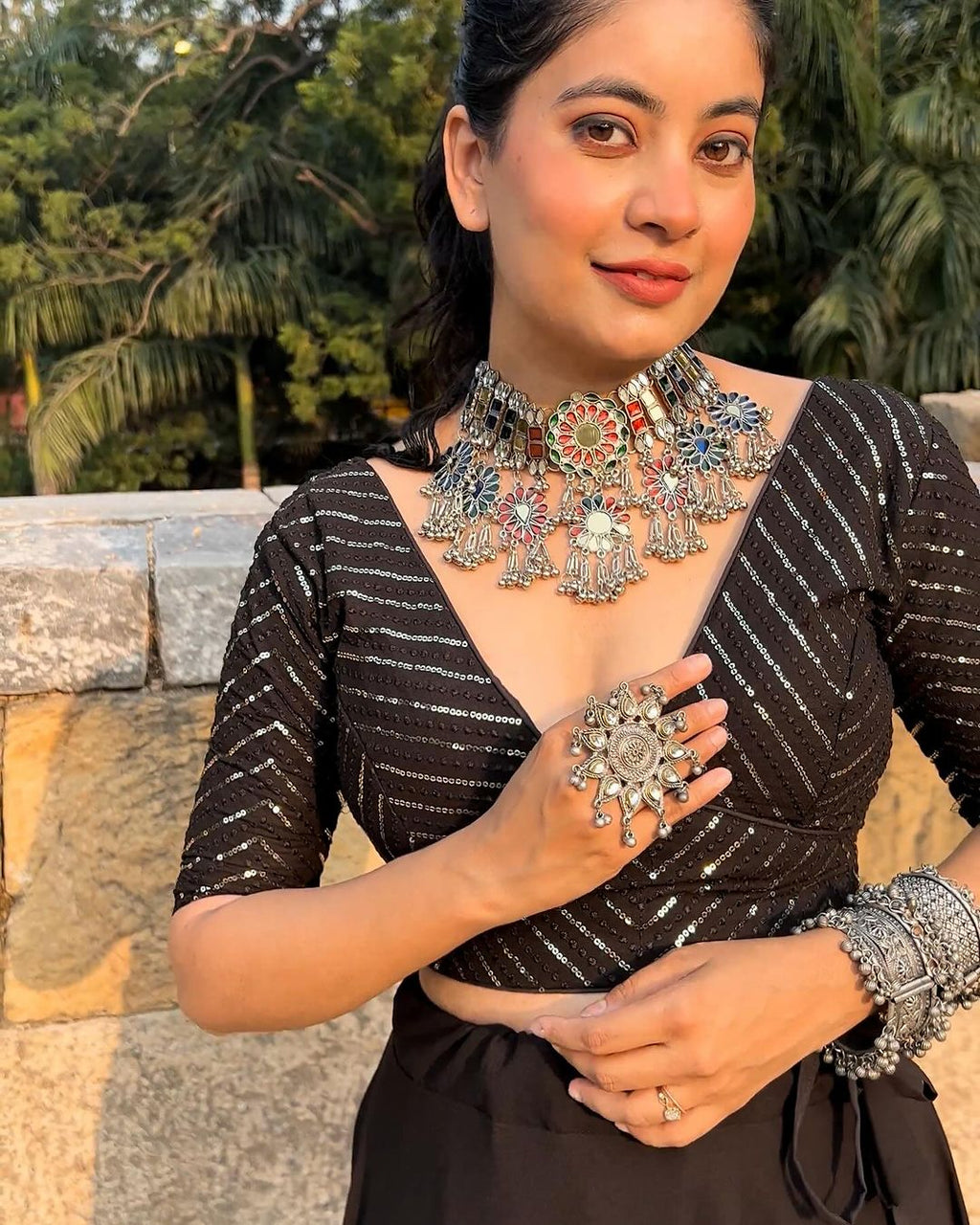 Tinaa In Black Full Flairy Pure Soft Georgette Full Stitched Lehenga Choli