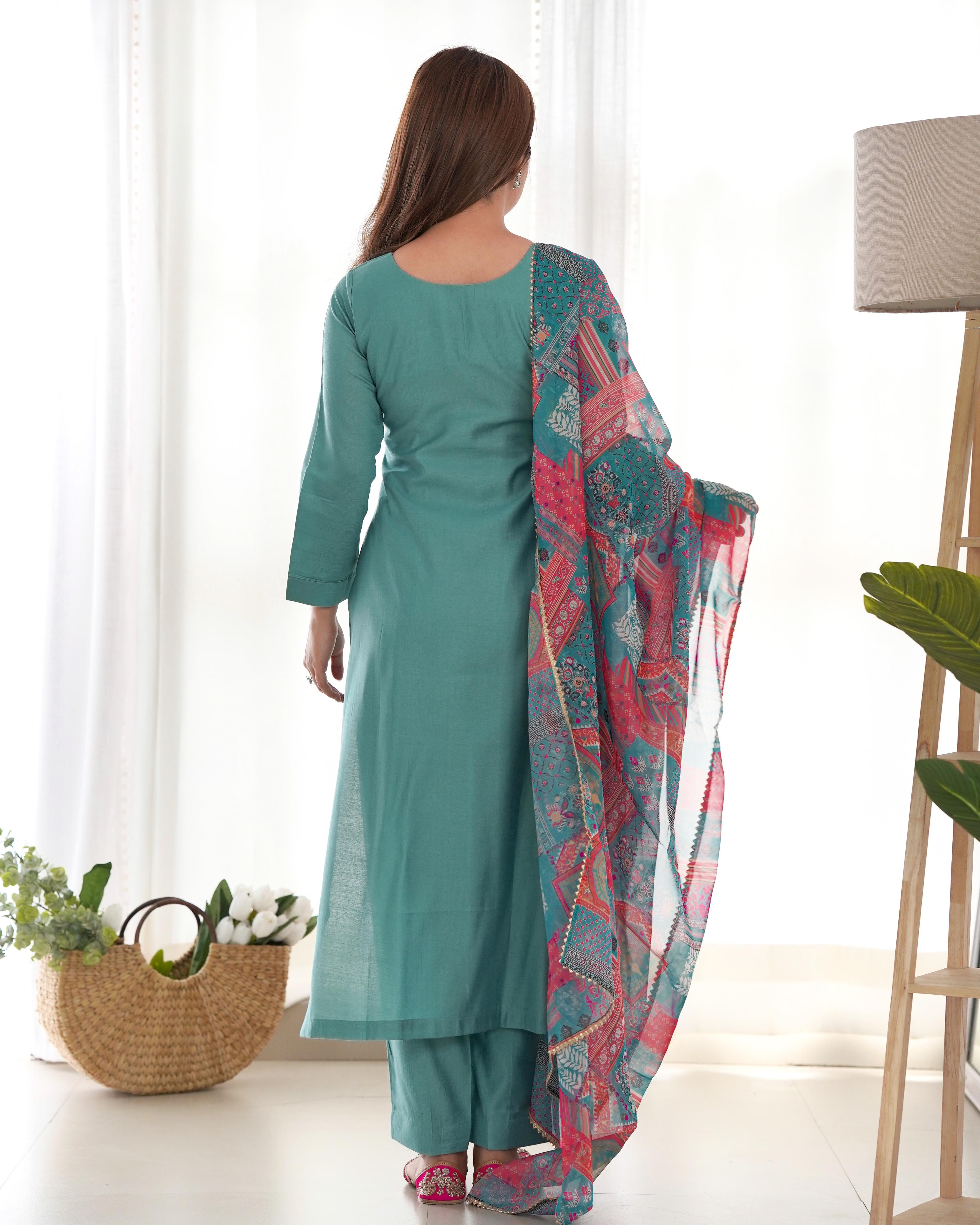 Pure Soft Heavy Viscose Ready To Wear Three Piece Kurti Suit