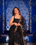 Black Embroidered Sharara Suit Set With kurta & dupatta for Special Occasions