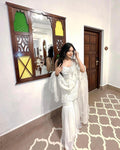Radiant White Embroidered Sharara Suit Set with Designer Kurta and Dupatta