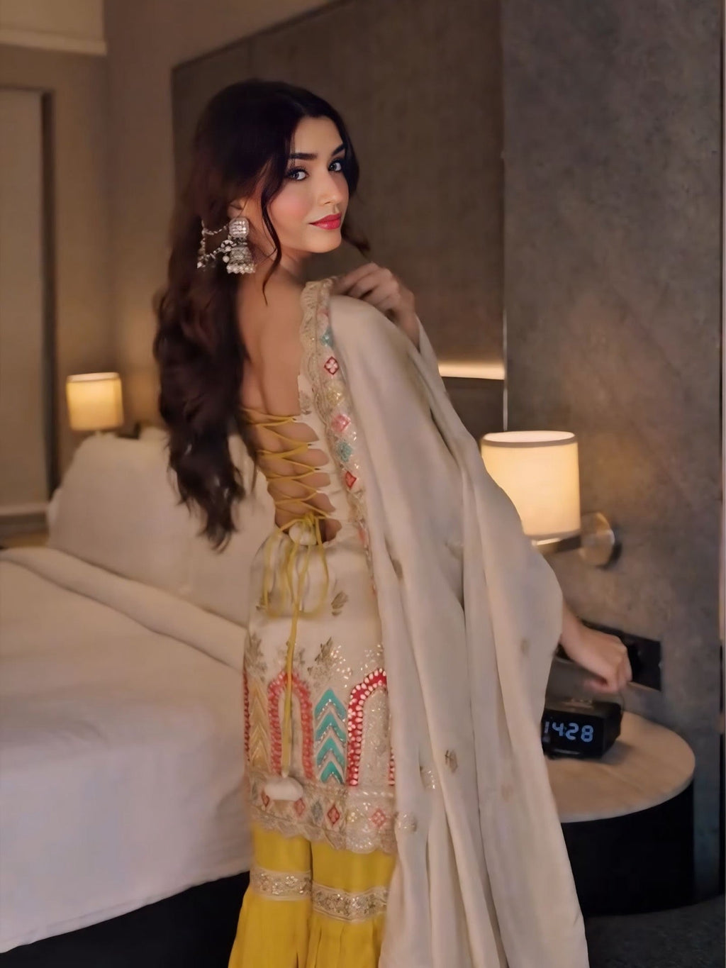 Festive Wear Embroidered Sharara Suit with Dupatta