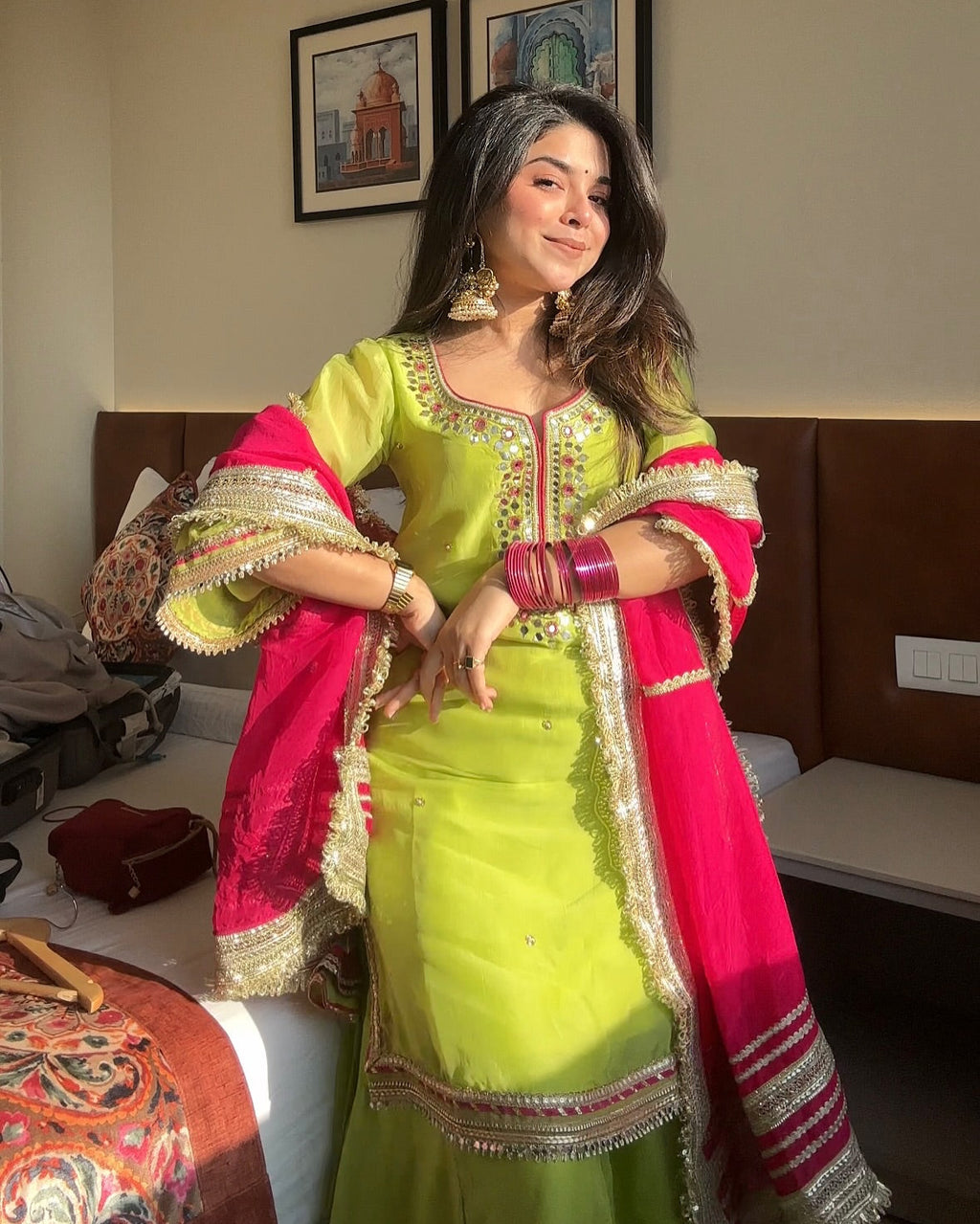 Khwahish Neon Color Designer Sharara Set