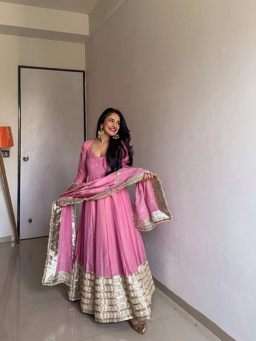 Nargis Pink Premium Anarkali Suit Set