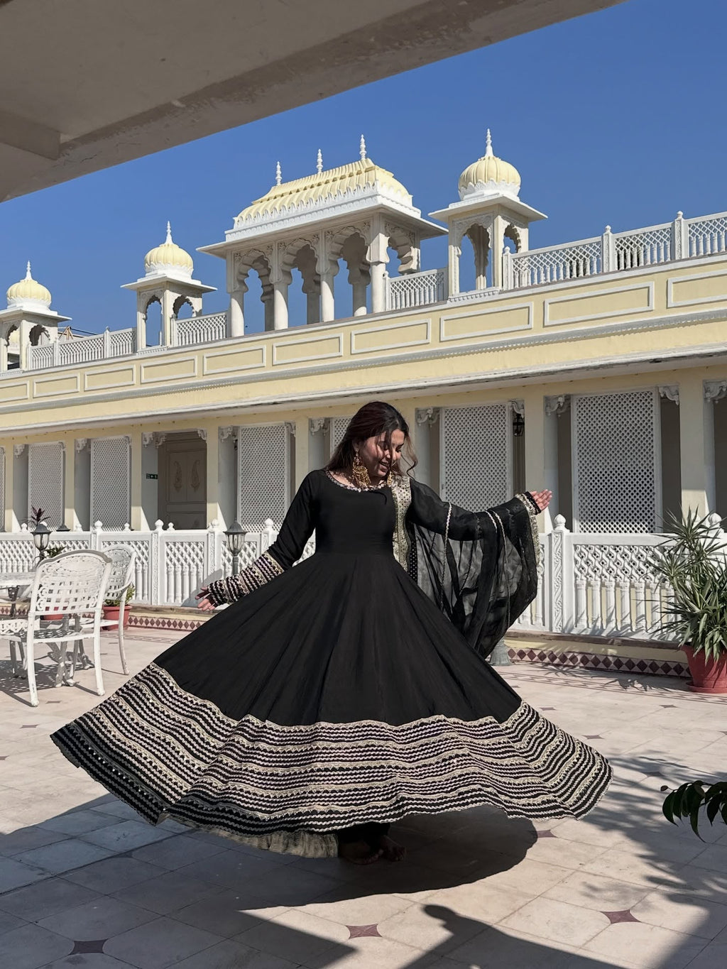 Noorjahan Black Color Embroidered Work Anarkali Suit Set
