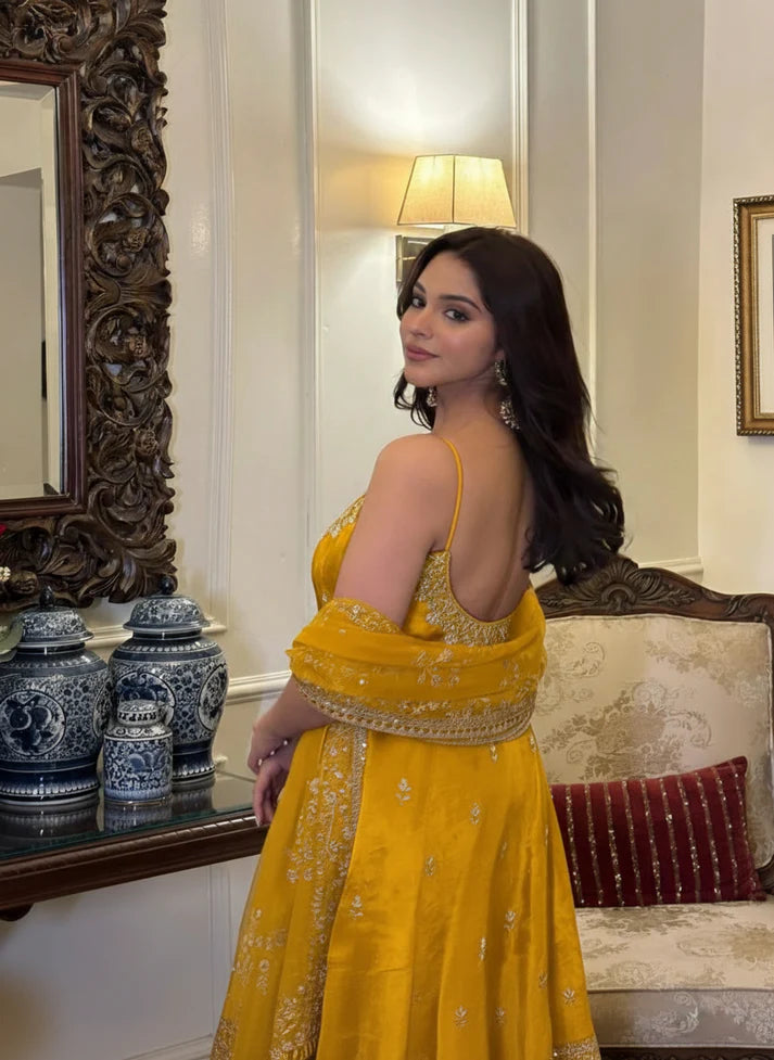Alveera Premium Quality Mustard Yellow Suit Set